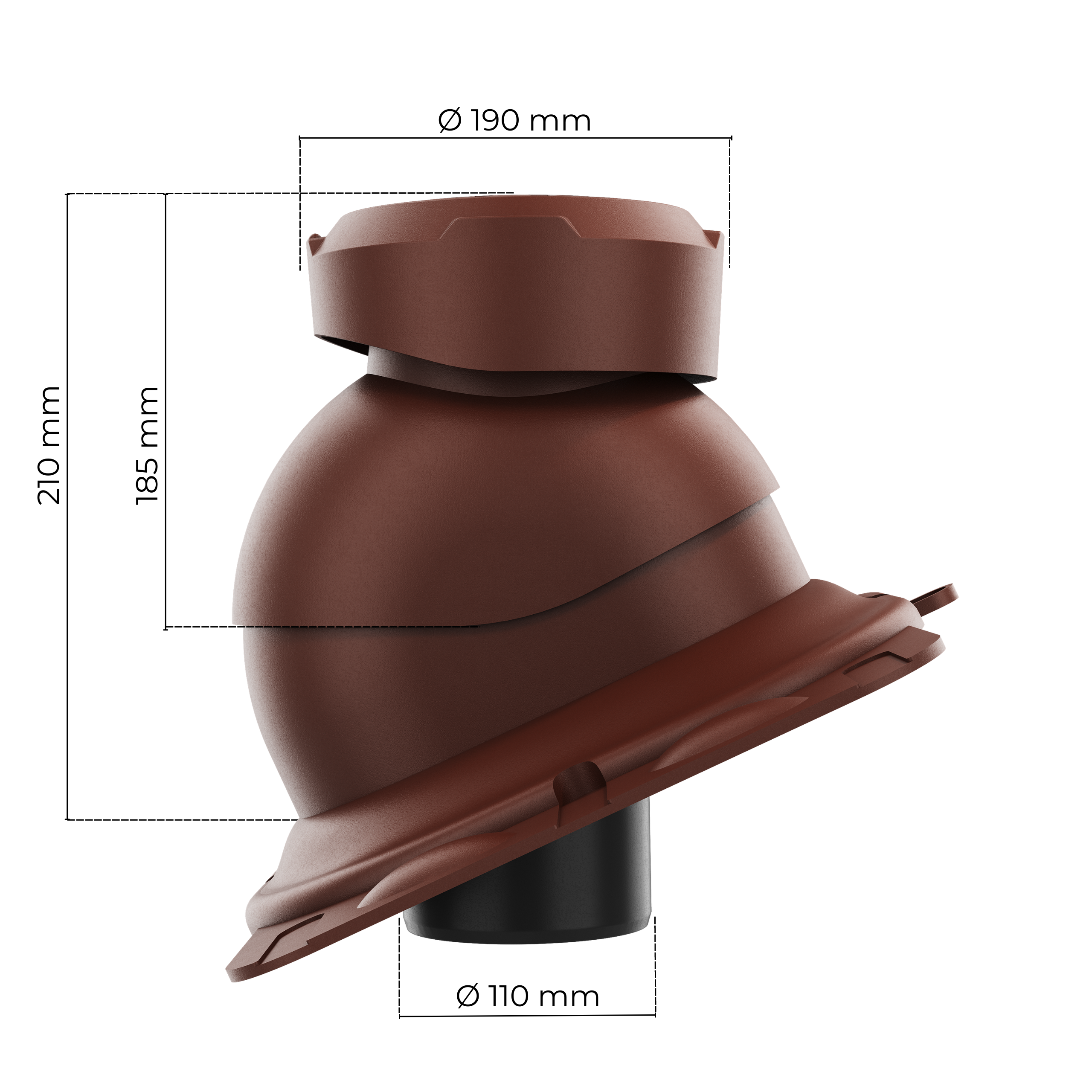 Wywietrznik kanalizacyjny do blachodachówki profil inny jasny szary PI_wymiary