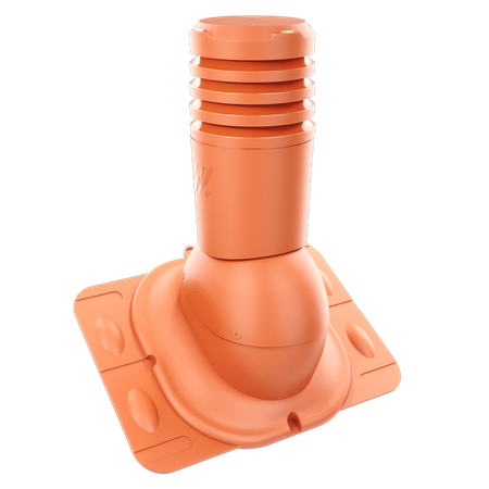 Kominek wentylacyjny Ecoline fi 125 mm z podstawą uniwersalną CEGLASTY RAL 8004