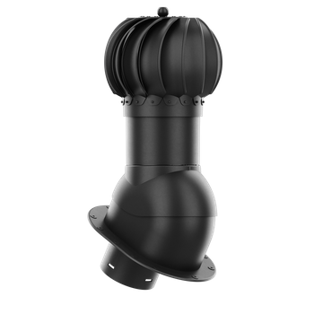 Kominek obrotowy kulisty Rotoline fi 125 z podstawą płaską CZARNY RAL 9005