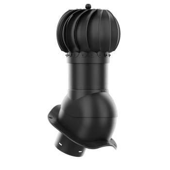 Kominek obrotowy kulisty Rotoline fi 150 mm do blachodachówki profil W CZARNY RAL 9005