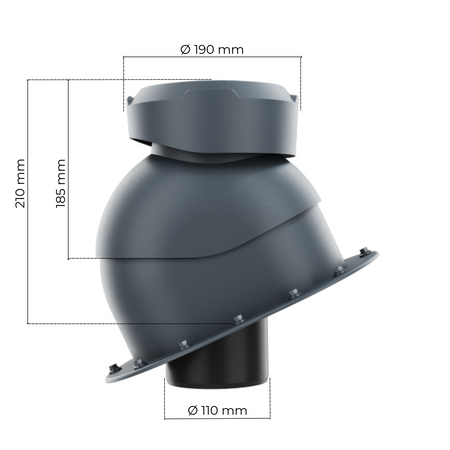 Wywietrznik kanalizacyjny do blachy TRB-RIB ANTRACYT RAL 7016