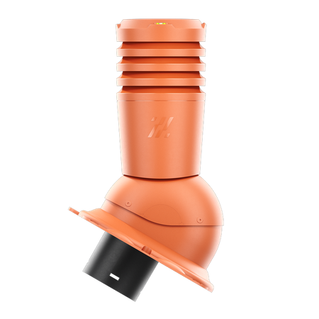 Kominek wentylacyjny Ecoline fi 125 mm z podstawą uniwersalną CEGLASTY RAL 8004