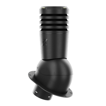 Kominek wentylacyjny Ecoline fi 150 mm z podstawą płaską CZARNY RAL 9005