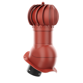 Kominek obrotowy kulisty Rotoline fi 125 mm do blachodachówki profil W CZERWONY RAL 3009