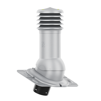 Kominek wentylacyjny nieocieplony HiVent fi 125 mm z podstawą uniwersalną SREBRNY RAL 9006