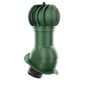 Kominek obrotowy kulisty Rotoline fi 150 mm do blachodachówki profil inny ZIELONY RAL 6020