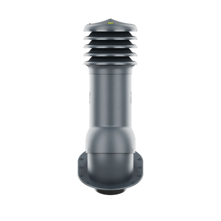 Kominek wentylacyjny nieocieplony HiVent fi 125 z podstawą płaską ANTRACYT RAL 7016