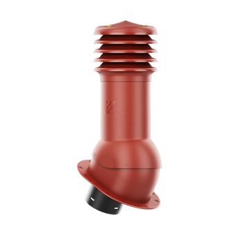 Kominek wentylacyjny nieocieplony HiVent fi 125 z podstawą płaską CZERWONY RAL 3009