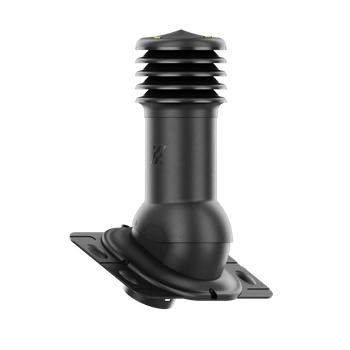 Kominek wentylacyjny nieocieplony HiVent fi 125 mm z podstawą uniwersalną CZARNY RAL 9005