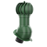 Kominek obrotowy kulisty Rotoline fi 125 mm do blachodachówki profil inny ZIELONY RAL 6020